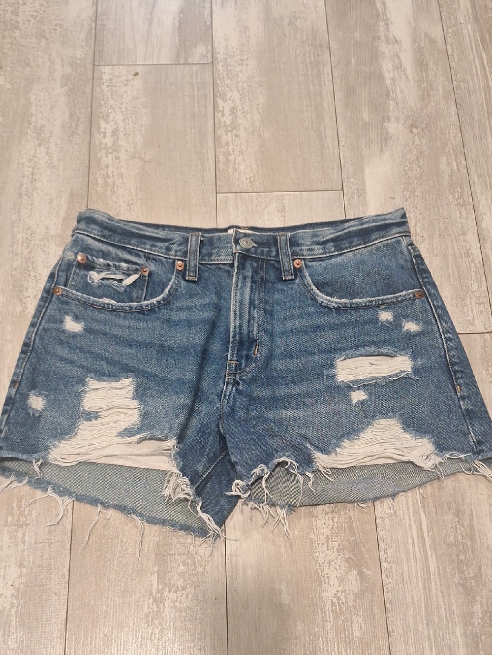 Abercrombie & Fitch Distressed Blue Denim Cutoff Shorts Size 27/4